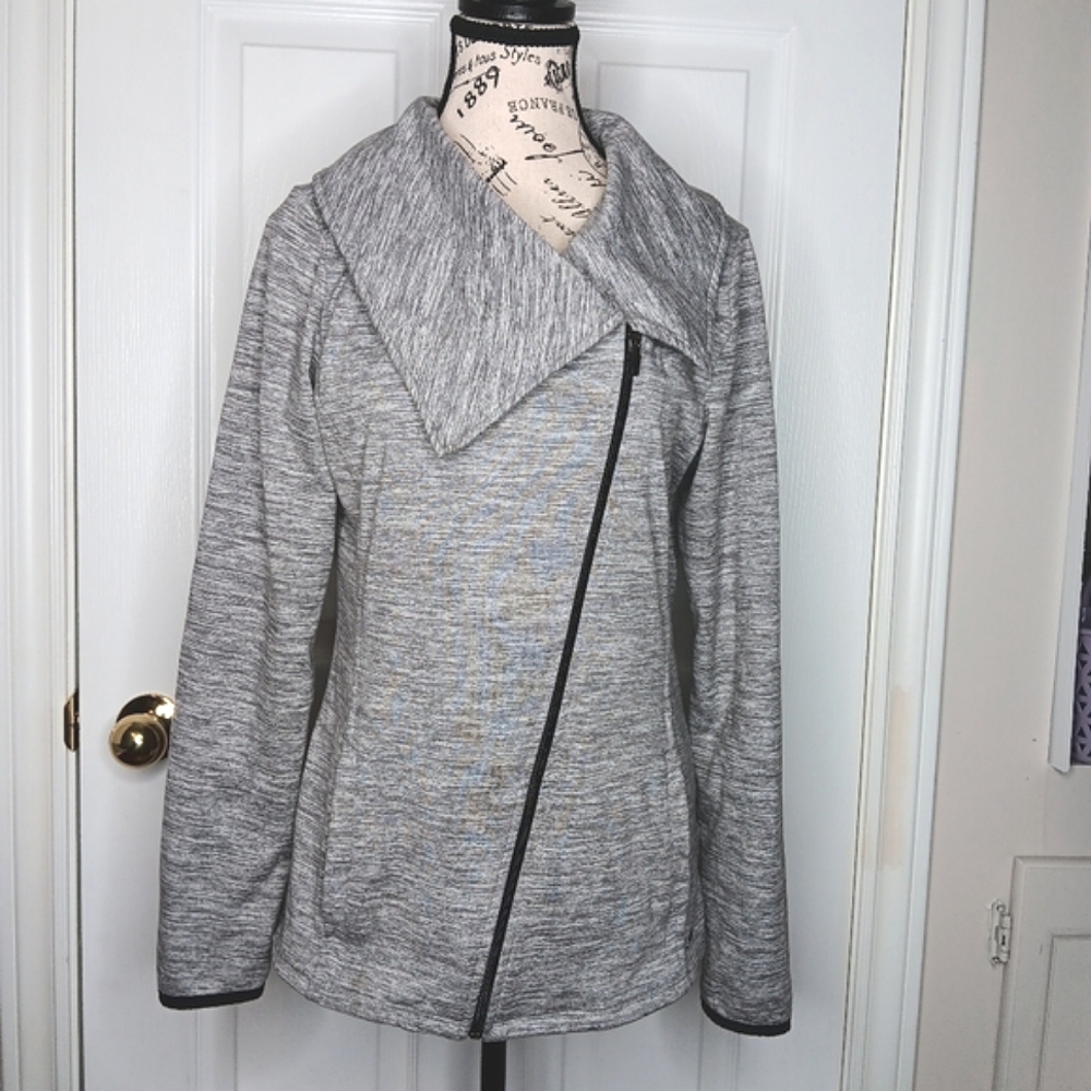 Reitmans Hyba Women's Assymetrical Full-Zip Jacket Gray Size M